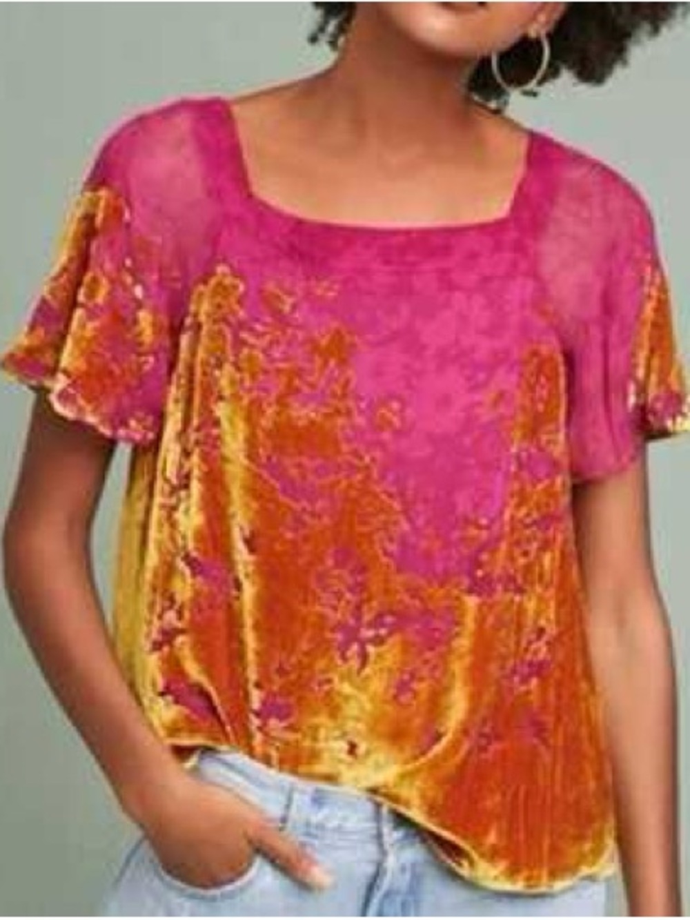 Anthropologie Maeve Velvet Burnout Blouse